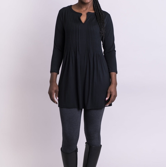 Blue Sky Clothing Sandy Tunic Top Black 3/4 Sleeves Bamboo New NWT Size XXS - Picture 2 of 10